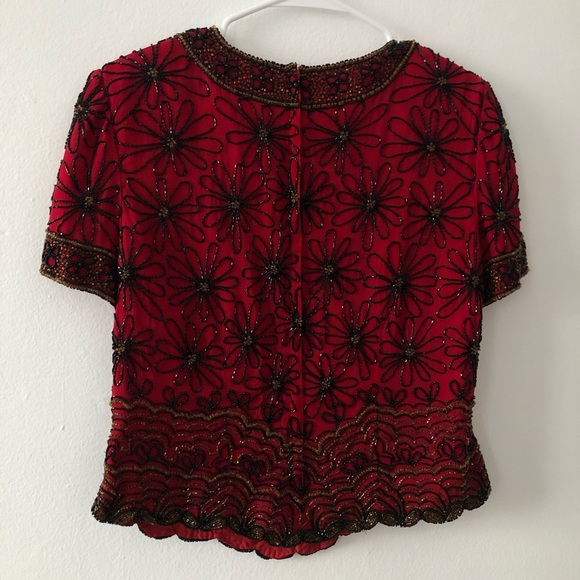 Vintage | Beaded Floral Sequin Sparkly Top - Picture 11 of 12
